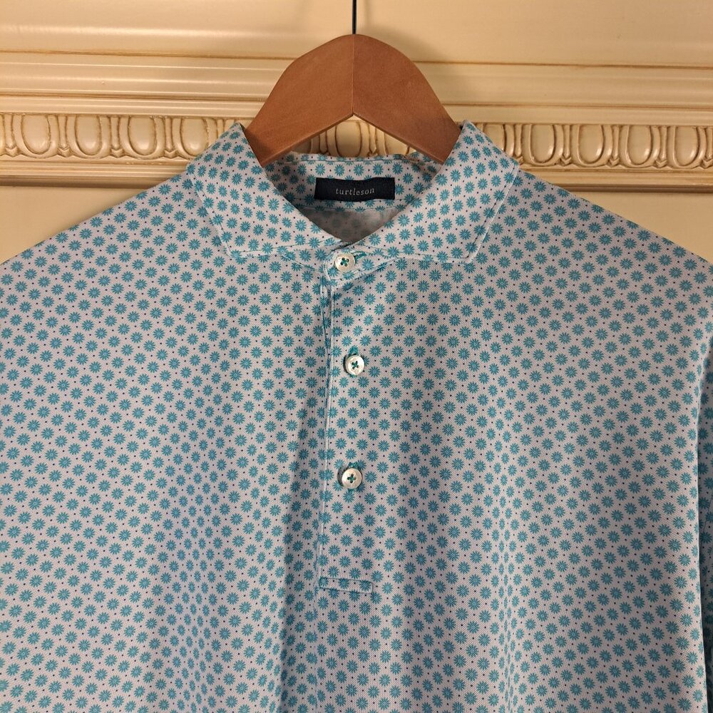 Turtleson Lina Floral Performance Pique SS Polo Golf Shirt Sz Lg